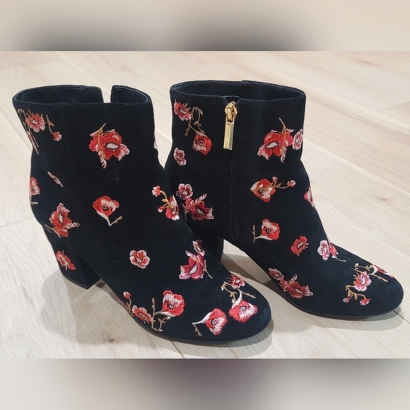 Cc- Karl Lagerfeld Edith floral suede black boots - Picture 1 of 9